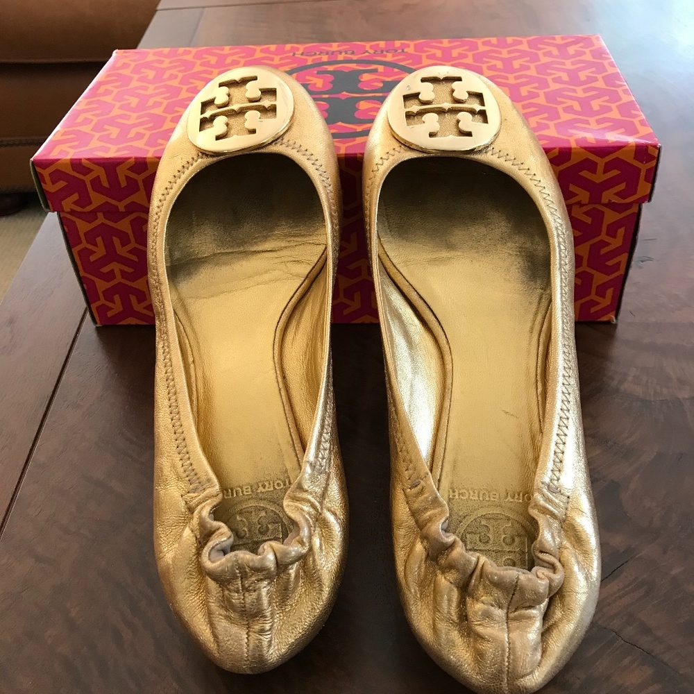 Tory Burch Gold Ballet Flats